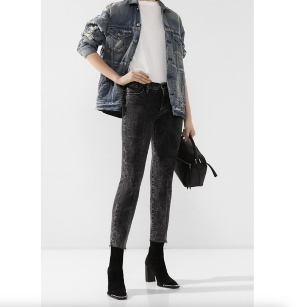 Frame Le High Straight Jeans in Rockstar Black Cotton Modal Blend Size 26